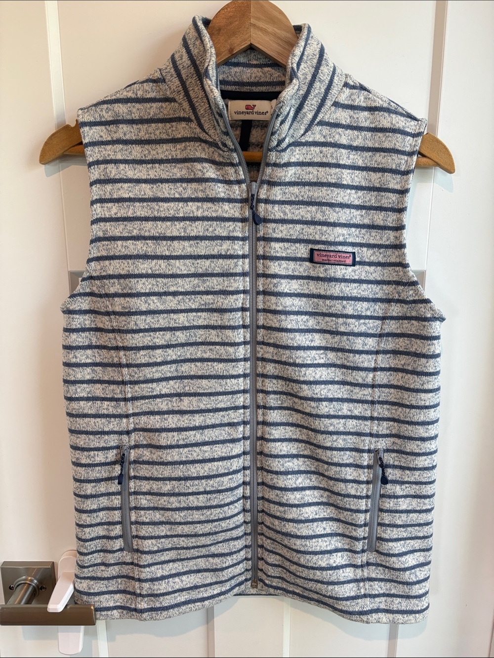 Vineyard Vines Blue Striped Fleece Vest Women’s Size Small
